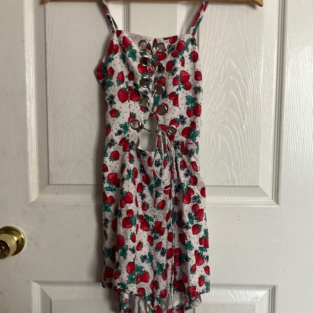Strawberry print romper